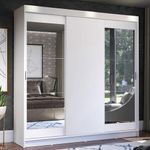 Guarda-roupa casal madesa istambul 3 portas de correr com espelhos 3 gavetas - branco