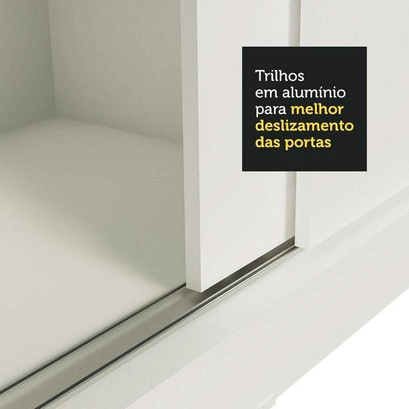 Guarda-roupa casal madesa istambul 3 portas de correr com espelhos 3 gavetas - branco