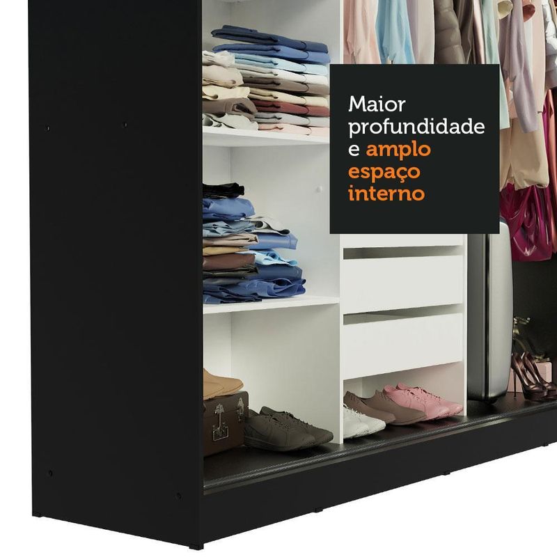 Guarda-roupa casal madesa austin 4 portas de correr de espelho 3 gavetas