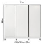 Guarda roupa juvenil 100% mdf madesa kevin 3 portas de correr com pés - branco