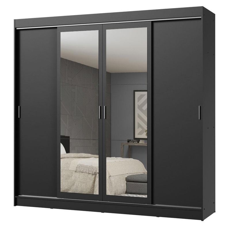 Guarda-roupa casal madesa austin 4 portas de correr com espelhos 3 gavetas p