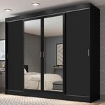 Guarda-roupa casal madesa austin 4 portas de correr com espelhos 3 gavetas p