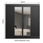 Guarda-roupa casal madesa austin 4 portas de correr com espelhos 3 gavetas p