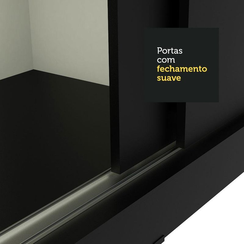 Guarda-roupa casal madesa austin 4 portas de correr com espelhos 3 gavetas p