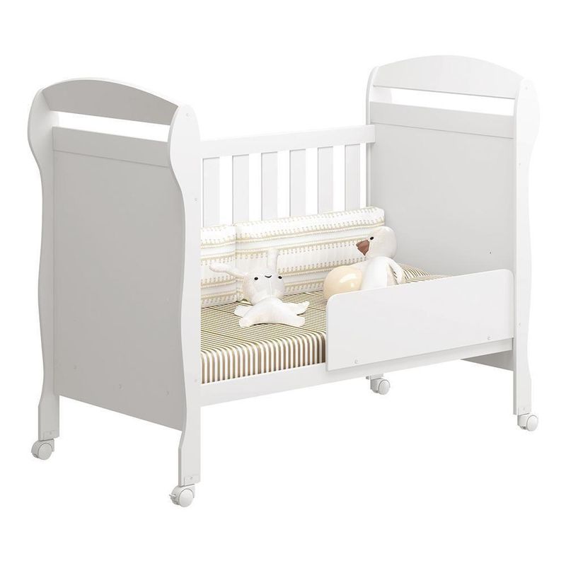 Kit Gêmeos Berço Mini Cama Danny Branco Brilho - Reller Móveis Branco Brilho