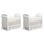 Kit Gêmeos Berço Mini Cama Danny Branco Brilho - Reller Móveis Branco Brilho