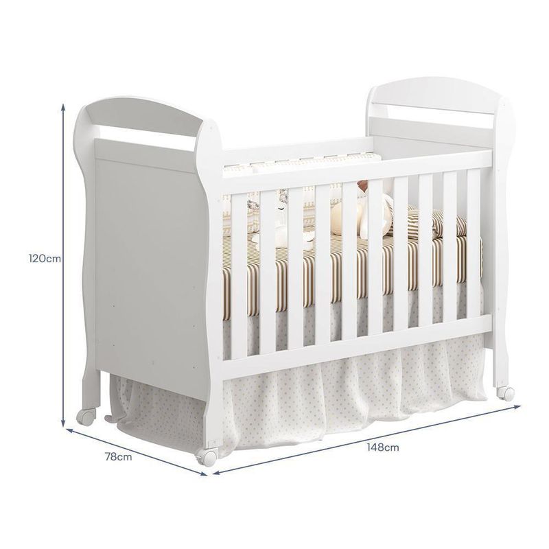 Kit Gêmeos Berço Mini Cama Danny Branco Brilho - Reller Móveis Branco Brilho