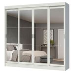 Guarda-roupa casal madesa austin 4 portas de correr de espelho 3 gavetas - branco