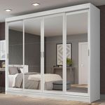 Guarda-roupa casal madesa austin 4 portas de correr de espelho 3 gavetas - branco