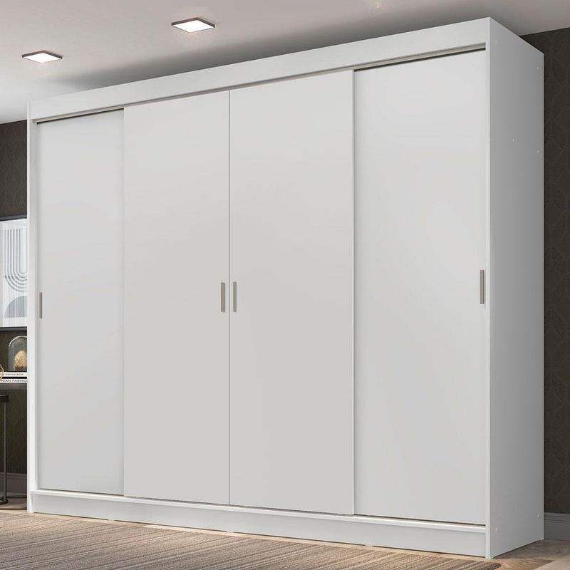 Guarda-roupa casal madesa austin 4 portas de correr 3 gavetas - branco