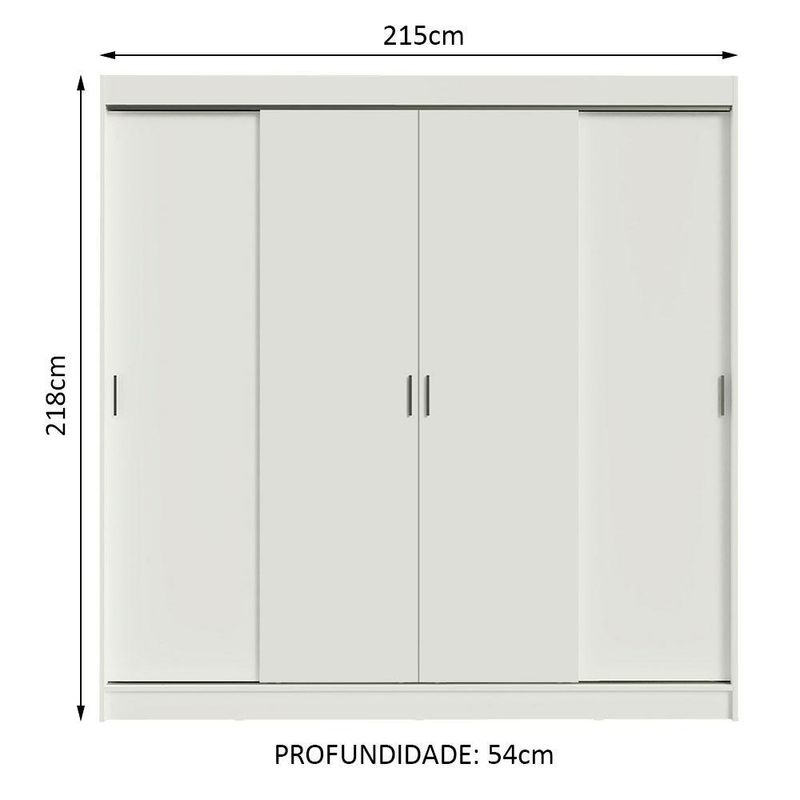 Guarda-roupa casal madesa austin 4 portas de correr 3 gavetas - branco