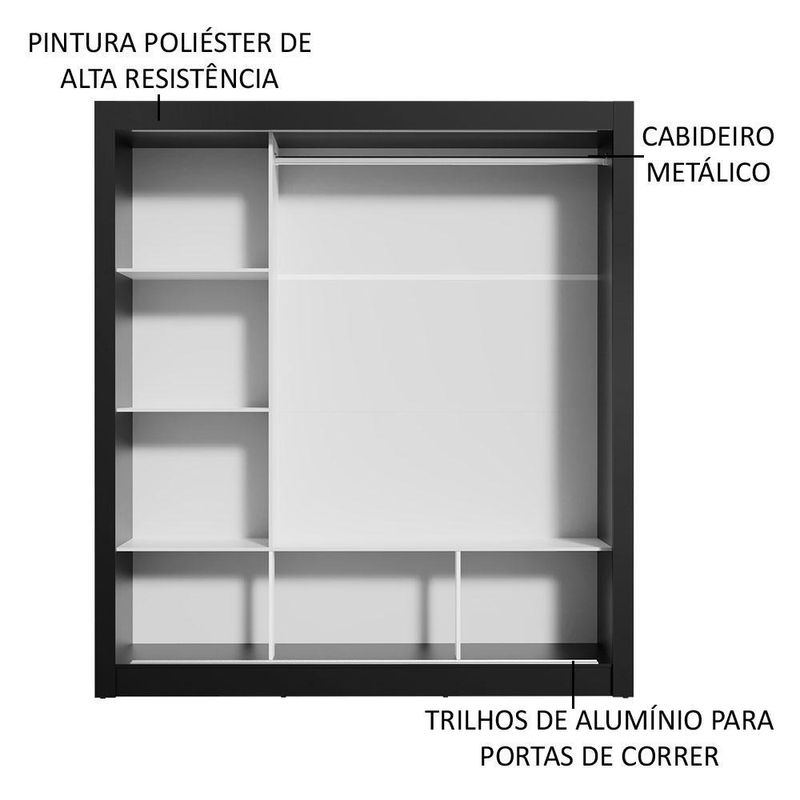 Guarda roupa casal madesa mônaco 3 portas de correr com espelhos