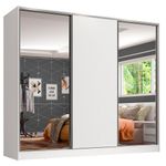 Guarda roupa juvenil 100% mdf madesa kevin 3 portas de correr com espelhos - branco