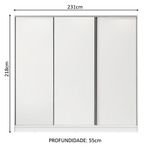 Guarda roupa juvenil 100% mdf madesa kevin 3 portas de correr - branco