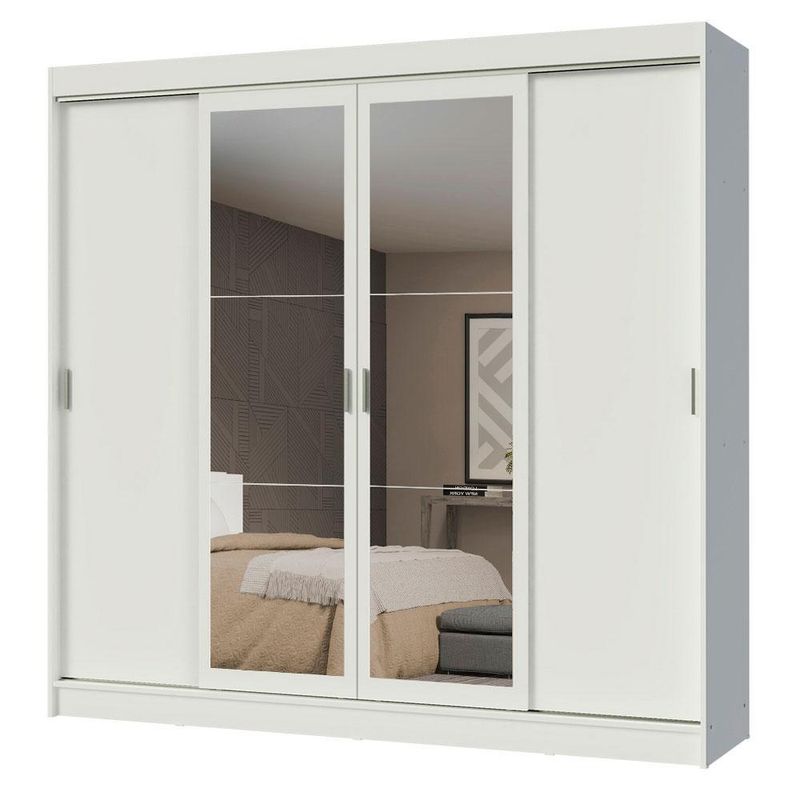 Guarda-roupa casal madesa austin 4 portas de correr com espelhos 3 gavetas
