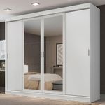 Guarda-roupa casal madesa austin 4 portas de correr com espelhos 3 gavetas