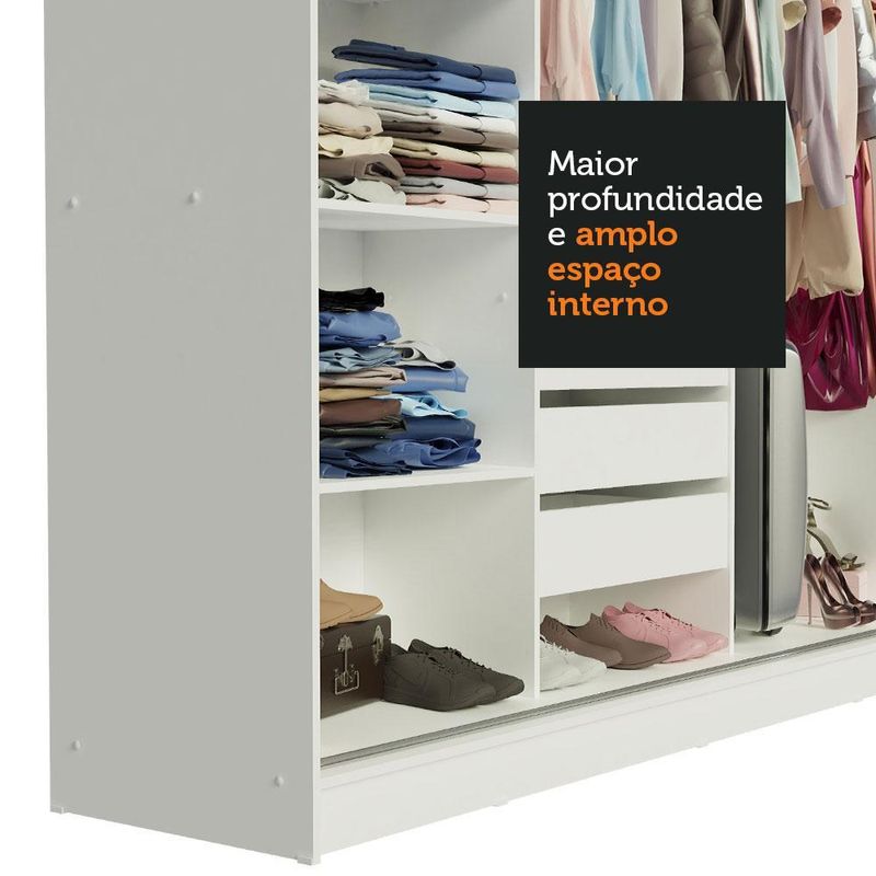 Guarda-roupa casal madesa austin 4 portas de correr com espelhos 3 gavetas