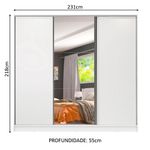 Guarda roupa juvenil 100% mdf madesa kevin 3 portas de correr com espelho - branco
