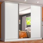 Guarda roupa juvenil 100% mdf madesa kevin 3 portas de correr com espelho - branco