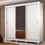 Guarda roupa casal madesa lyon plus 3 portas de correr com espelho 4 gavetas com pés