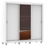 Guarda roupa casal madesa lyon plus 3 portas de correr com espelho 4 gavetas com pés