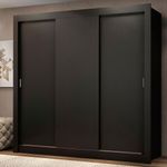 Guarda roupa casal madesa mônaco 3 portas de correr - preto