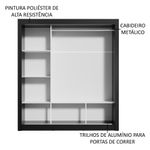 Guarda roupa casal madesa mônaco 3 portas de correr - preto