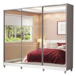 Guarda roupa casal madesa royale 100% mdf 3 portas de correr de espelho com pés