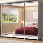 Guarda roupa casal madesa royale 100% mdf 3 portas de correr de espelho com pés