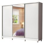 Guarda roupa casal madesa royale 100% mdf 3 portas de correr com espelho com pés