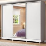 Guarda roupa casal madesa royale 100% mdf 3 portas de correr com espelho com pés