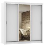 Guarda roupa casal madesa lyon 3 portas de correr com espelho 2 gavetas - branco