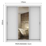 Guarda roupa casal madesa lyon 3 portas de correr com espelho 2 gavetas - branco