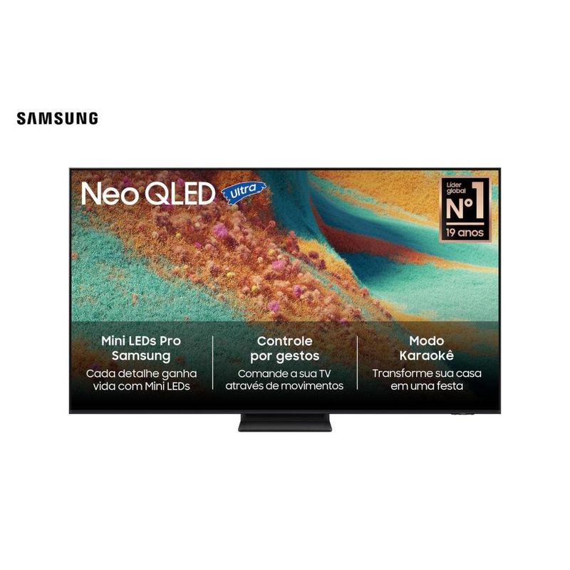 Smart tv samsung 55" 4k neo qled ultra qn55qn85fagxzd painel até 144hz ai dolby atmos controle por gestos preta titan