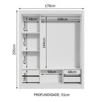 Guarda roupa casal madesa lyon plus 3 portas de correr 4 gavetas - branco