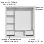 Guarda roupa casal madesa lyon plus 3 portas de correr 4 gavetas - branco