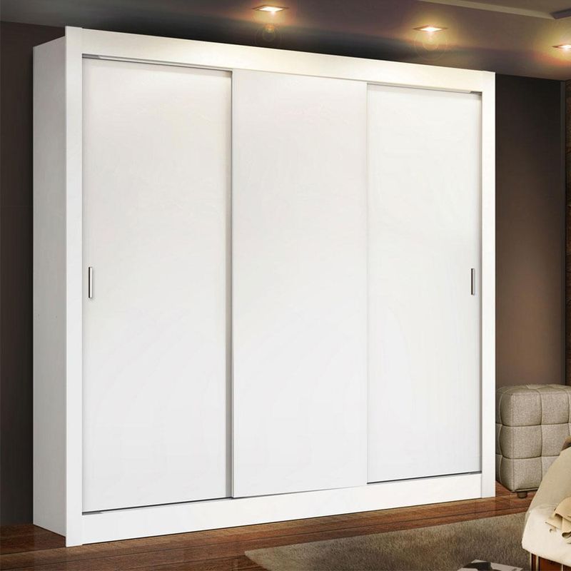 Guarda roupa casal madesa lyon plus 3 portas de correr 4 gavetas - branco
