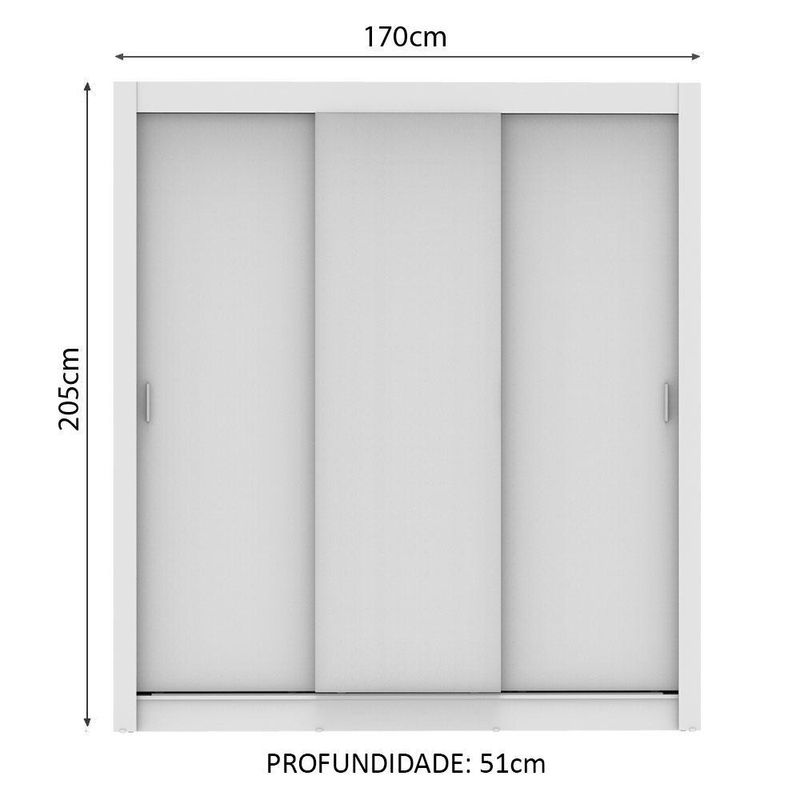 Guarda roupa casal madesa lyon 3 portas de correr 2 gavetas - branco