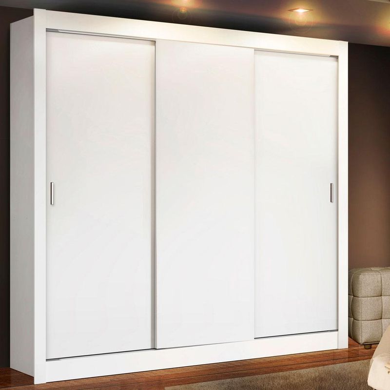 Guarda roupa casal madesa lyon 3 portas de correr 2 gavetas - branco