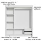 Guarda roupa casal madesa lyon 3 portas de correr 2 gavetas - branco