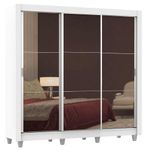 Guarda roupa casal madesa lyon plus 3 portas de correr de espelho 4 gavetas com pés