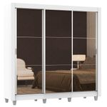 Guarda roupa casal madesa lyon 3 portas de correr de espelho 2 gavetas com pés