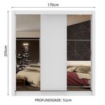 Guarda roupa casal madesa mônaco 3 portas de correr com espelhos