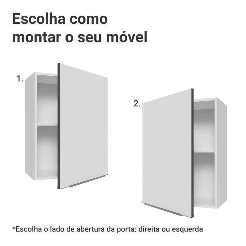 Armário aéreo 50cm 1 porta branco/branco veludo lux madesa