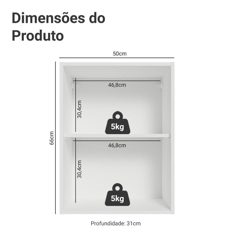Armário aéreo 50cm 1 porta vik madesa b