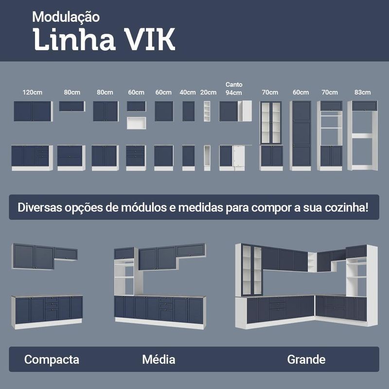 Armário aéreo 50cm 1 porta vik madesa b