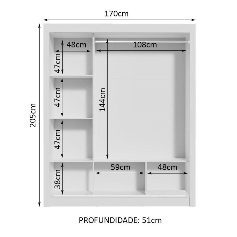 Guarda roupa casal madesa mônaco 3 portas de correr com espelho