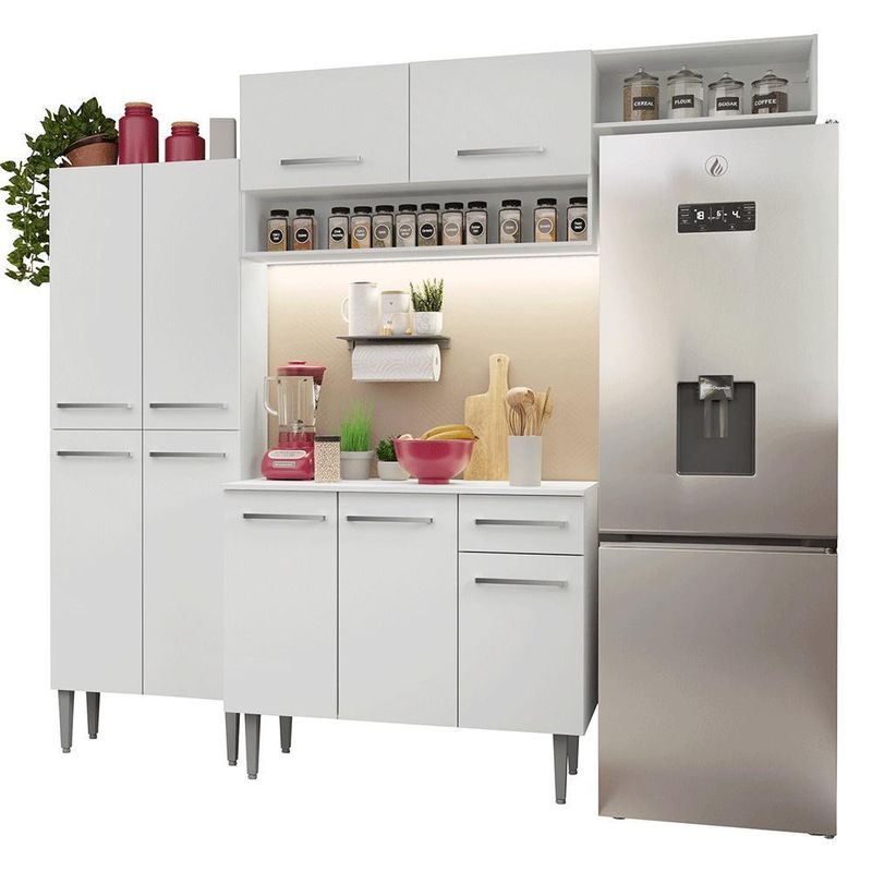 Armário de cozinha completa 229cm branco emilly madesa 18xa