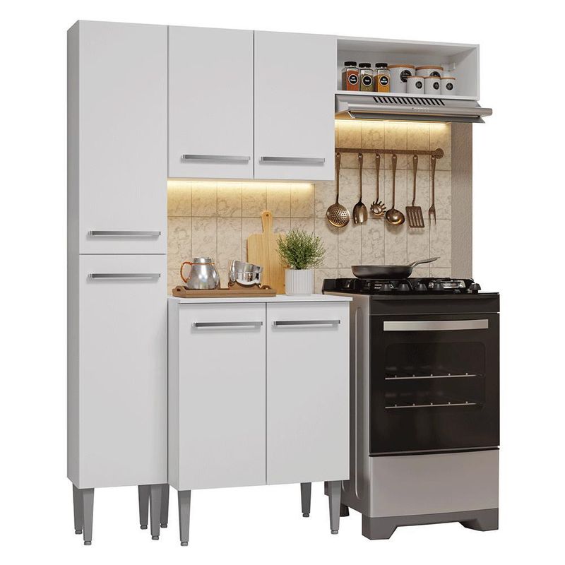 Armário de cozinha compacta 156cm emilly madesa branco 01