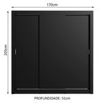 Guarda roupa casal madesa lyon 3 portas de correr 2 gavetas - preto